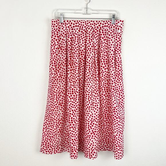 Vintage Midi Skirt 80s Polka Dot Pleated Flat Waistband Full A Line 1980s Flowy - Picture 2 of 10